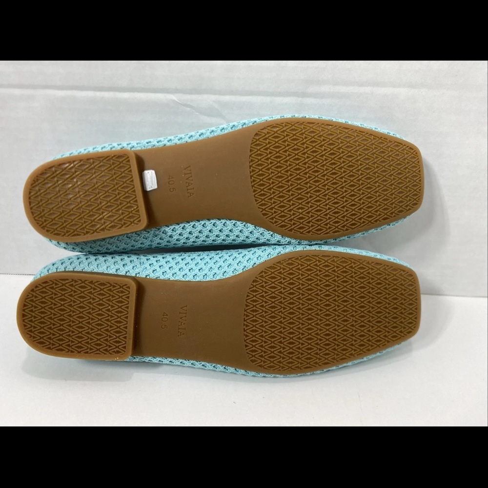 Elegant Aqua Blue Knit Loafers - Picture 6 of 7